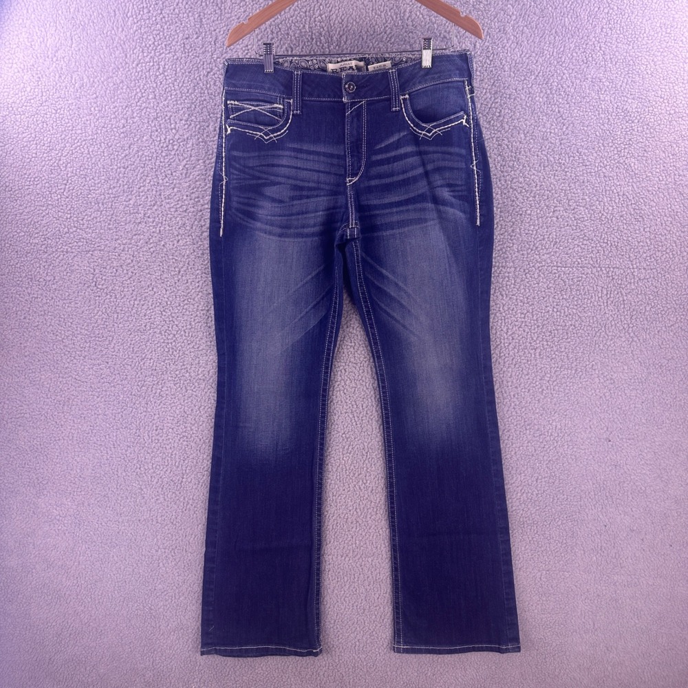 Ariat REAL Mid Rise Bootcut Jeans Womens 33L Dark Wash Western Denim 10017510